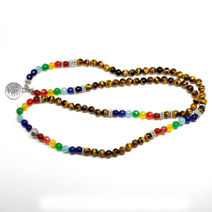 Tree Life 7 Chakra A Tiger Eye Beaded Bracelet Unisex Christmas New Year Gift Mala 108 Buddha Healing Man Stone Beaded Bracelet