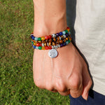Tree Life 7 Chakra A Tiger Eye Beaded Bracelet Unisex Christmas New Year Gift Mala 108 Buddha Healing Man Stone Beaded Bracelet