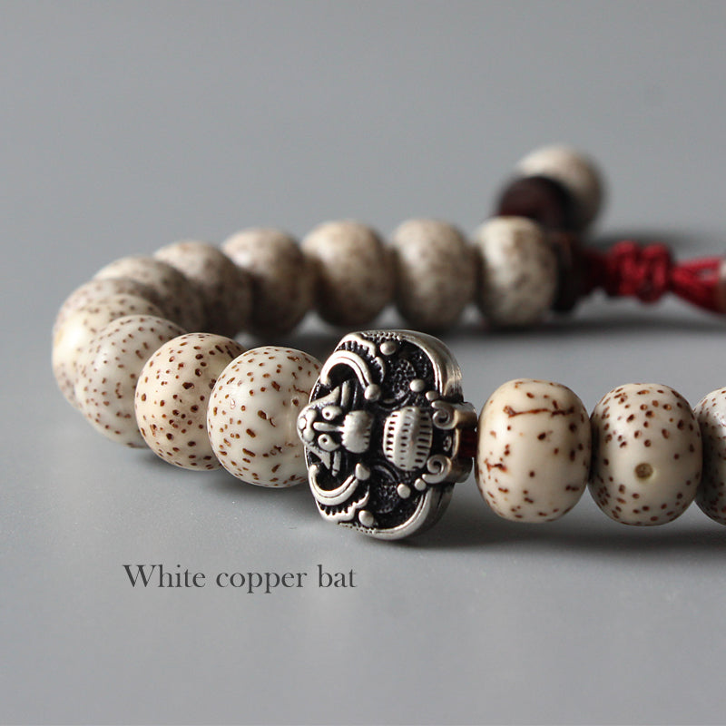 Adjustable Handmade Tibetan Bodhi Seed Bracelet - Natural Wood Beaded Braclet