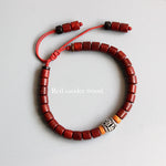 Handmade Natural Wood & White Copper Mantra Sign Bracelet