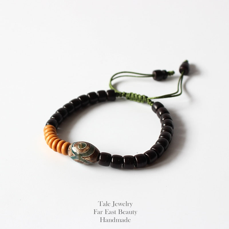 Handmade Natural Wooden Beads Bracelet - Coconut - Tiger Skin - Red sander