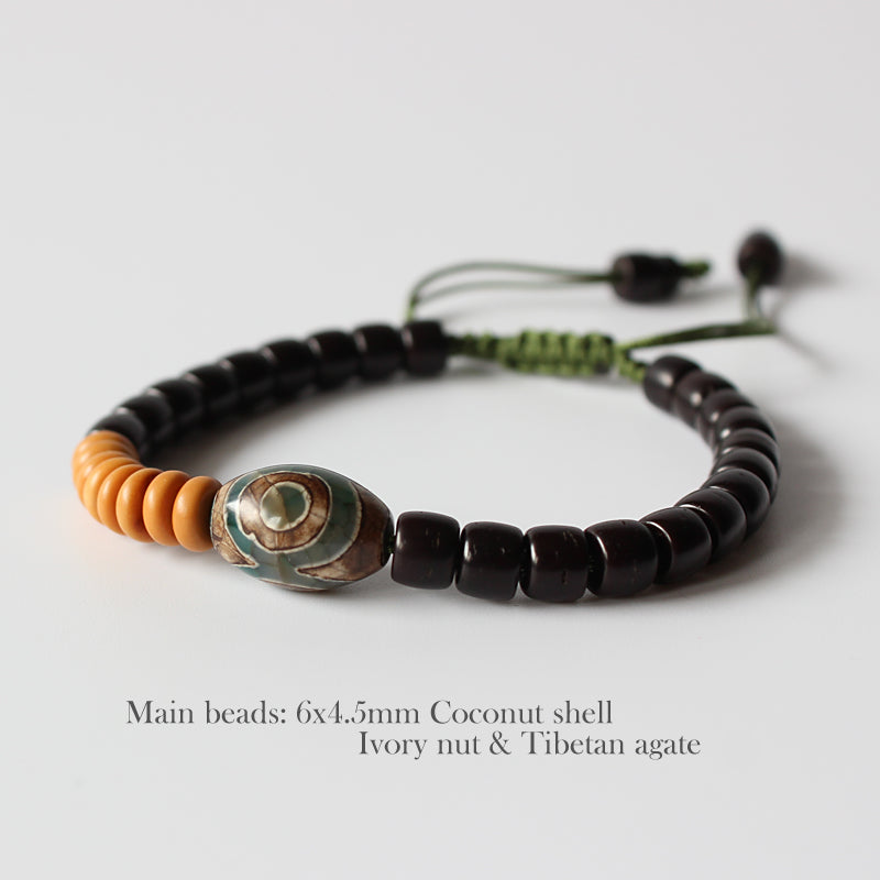 Handmade Natural Wooden Beads Bracelet - Coconut - Tiger Skin - Red sander