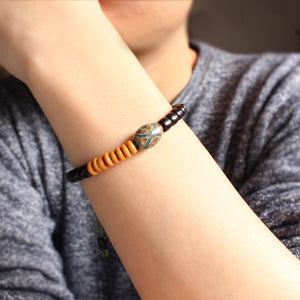 Handmade Natural Wooden Beads Bracelet - Coconut - Tiger Skin - Red sander