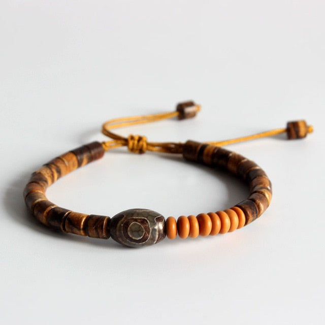 Handmade Natural Wooden Beads Bracelet - Coconut - Tiger Skin - Red sander