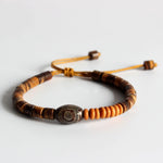 Handmade Natural Wooden Beads Bracelet - Coconut - Tiger Skin - Red sander