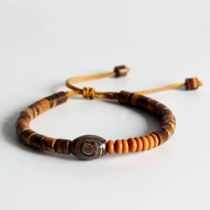 Handmade Natural Wooden Beads Bracelet - Coconut - Tiger Skin - Red sander