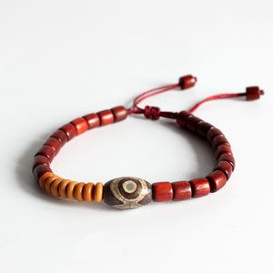 Handmade Natural Wooden Beads Bracelet - Coconut - Tiger Skin - Red sander