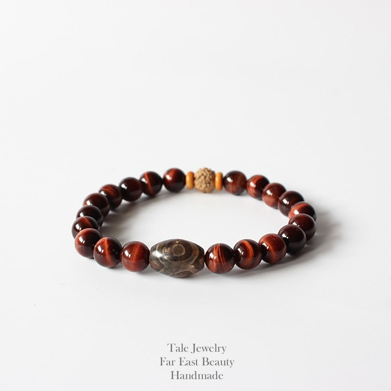 Red Tiger Eye Stone &  Rudraksha Beads Bracelet