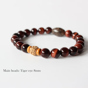 Red Tiger Eye Stone &  Rudraksha Beads Bracelet