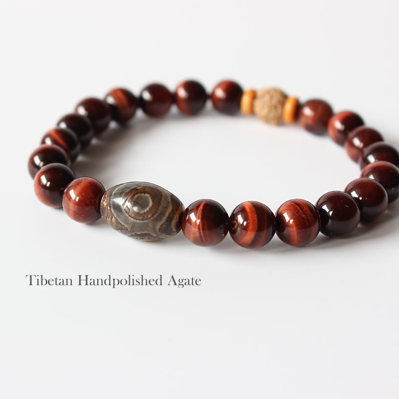Red Tiger Eye Stone &  Rudraksha Beads Bracelet