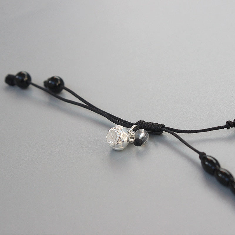 "Fish Under The Moon" - Black Pearl & Silver Lucky Bracelet