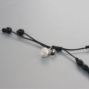 "Fish Under The Moon" - Black Pearl & Silver Lucky Bracelet