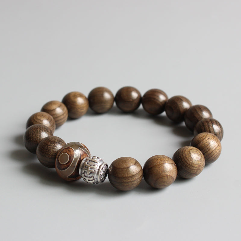 Handmade OM MANI PADME HUM Mantras - Antiqued Metal Beads Bracelet