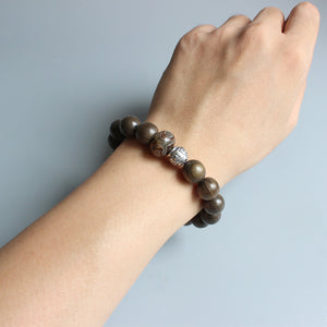 Handmade OM MANI PADME HUM Mantras - Antiqued Metal Beads Bracelet