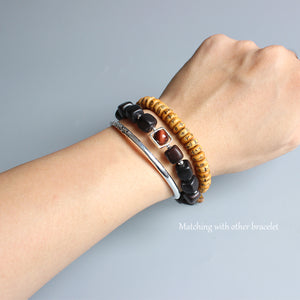 Natural Retro Cross Yak Bone Tibetan Bracelet - 8*3mm Beads