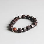 Jupiter Bracelet - Natural Sanders Wood & Red Tiger Eye Stone Bead