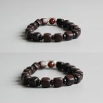 Jupiter Bracelet - Natural Sanders Wood & Red Tiger Eye Stone Bead