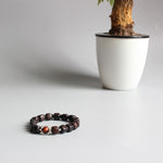 Jupiter Bracelet - Natural Sanders Wood & Red Tiger Eye Stone Bead