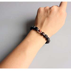 Jupiter Bracelet - Natural Sanders Wood & Red Tiger Eye Stone Bead