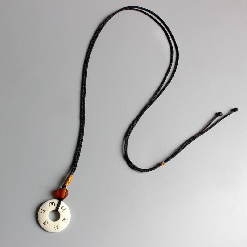 Pendant Hand-carved OM Mani Padme Hum Sign Necklace