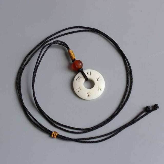Pendant Hand-carved OM Mani Padme Hum Sign Necklace