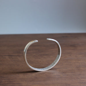 "The Heart of Sutra" - Hand-carved White Copper Bracelet