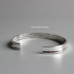 "The Heart of Sutra" - Hand-carved White Copper Bracelet