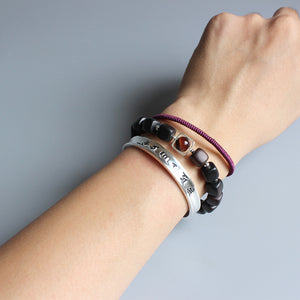 "The Heart of Sutra" - Hand-carved White Copper Bracelet