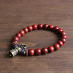 Handmade Red Sanders Wood - Vajar Bell Charm Bracelet