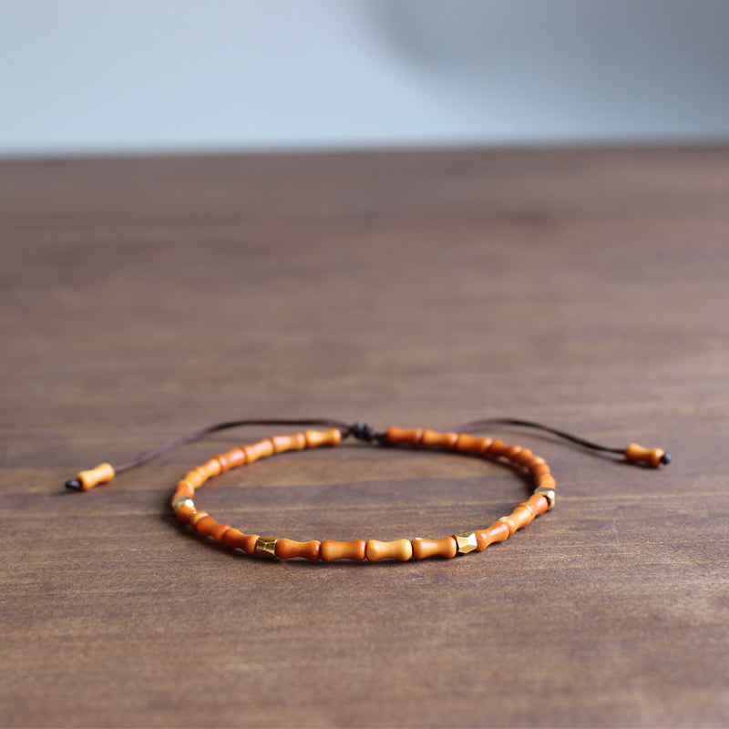 6x3mm Hand-carved Natural Olive Nut - Bamboo Shaped Bracelets