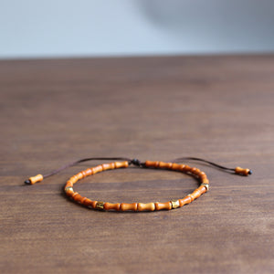 6x3mm Hand-carved Natural Olive Nut - Bamboo Shaped Bracelets