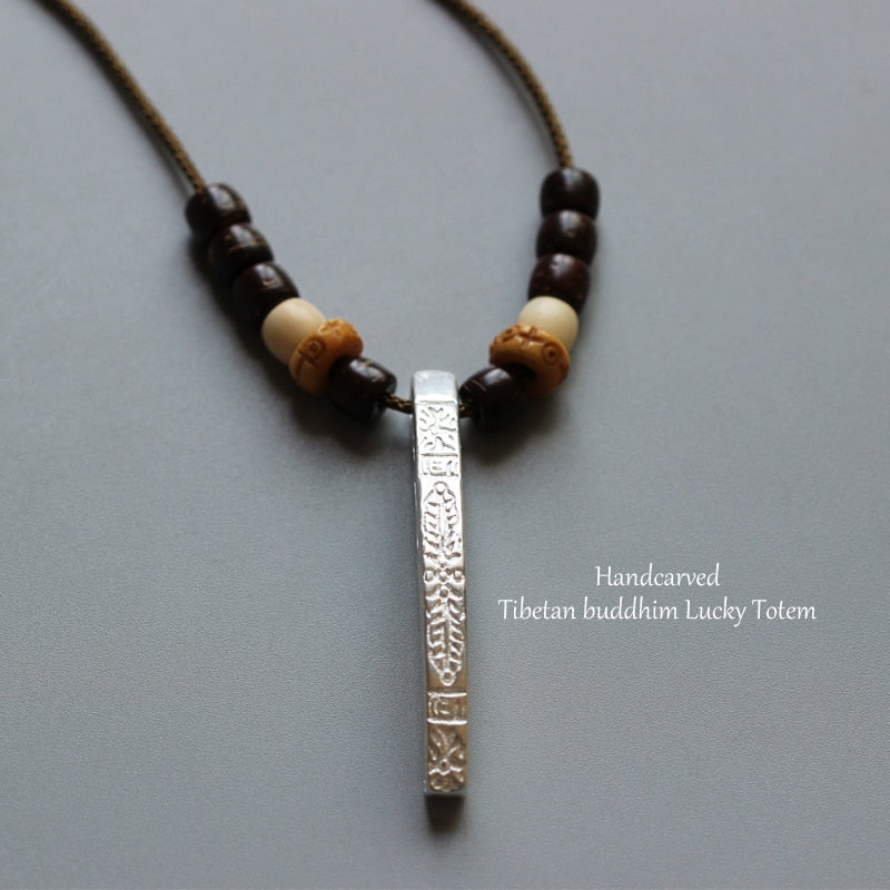 Handmade Tibetan Lucky Rope - Om Mani Padme Hum Pendant Necklace