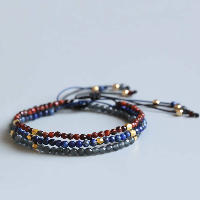 3mm Natural Stone & Plated Gold - Super Thin Bracelets