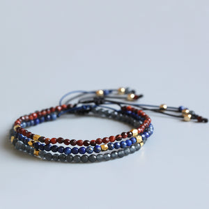 3mm Natural Stone & Plated Gold - Super Thin Bracelets