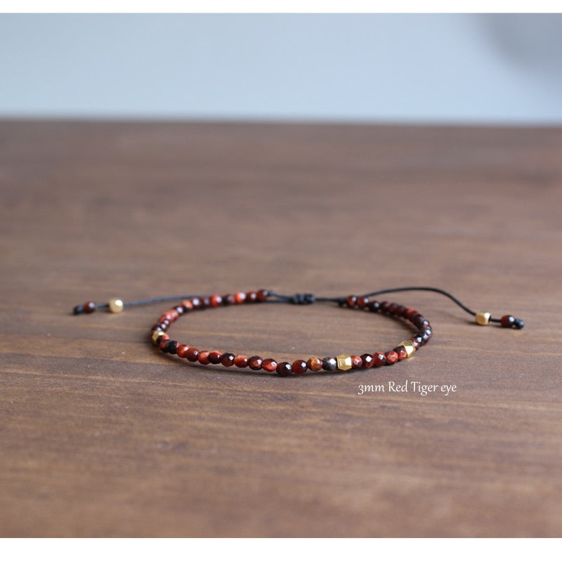 3mm Natural Stone & Plated Gold - Super Thin Bracelets
