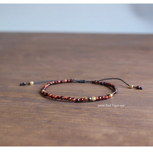 3mm Natural Stone & Plated Gold - Super Thin Bracelets