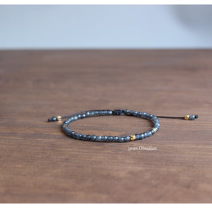 3mm Natural Stone & Plated Gold - Super Thin Bracelets