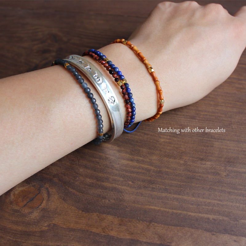 3mm Natural Stone & Plated Gold - Super Thin Bracelets
