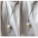 Elegant Handcrafted White Bodhi Seed Flower Pendant Necklace - Handmade Tassel