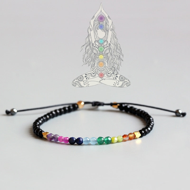 Natural Crystal Yoga Seven Chakras -  Healing Balance Bracelet