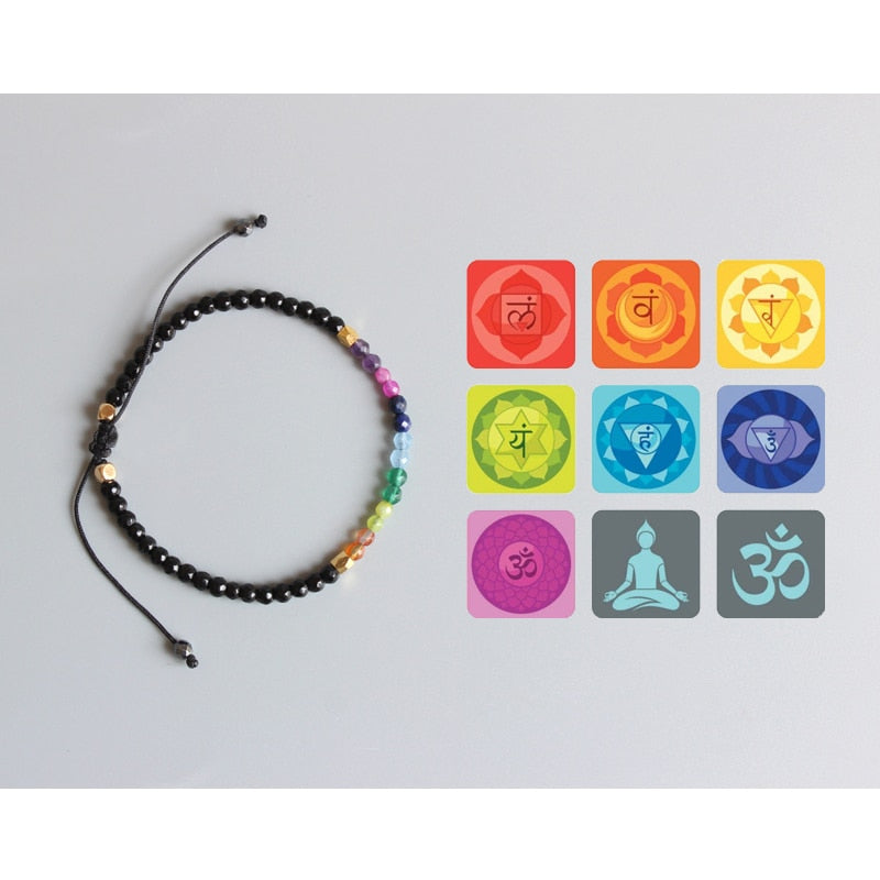 Natural Crystal Yoga Seven Chakras -  Healing Balance Bracelet
