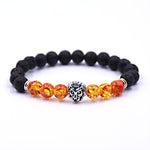 Silver Zinc Lion - Natural Lava & Turquoise Stone Bracelet