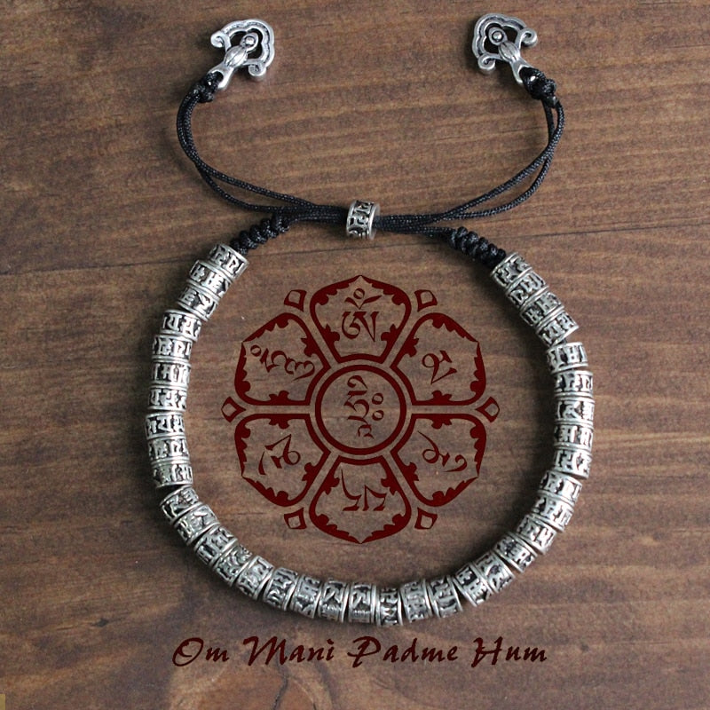 Tibetan Brass OM MANI PADME HUM Beads Bracelet