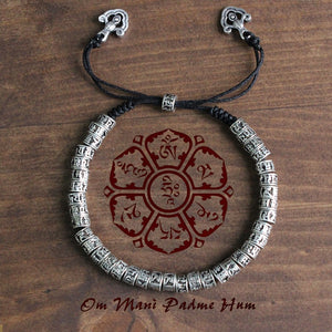 Tibetan Brass OM MANI PADME HUM Beads Bracelet