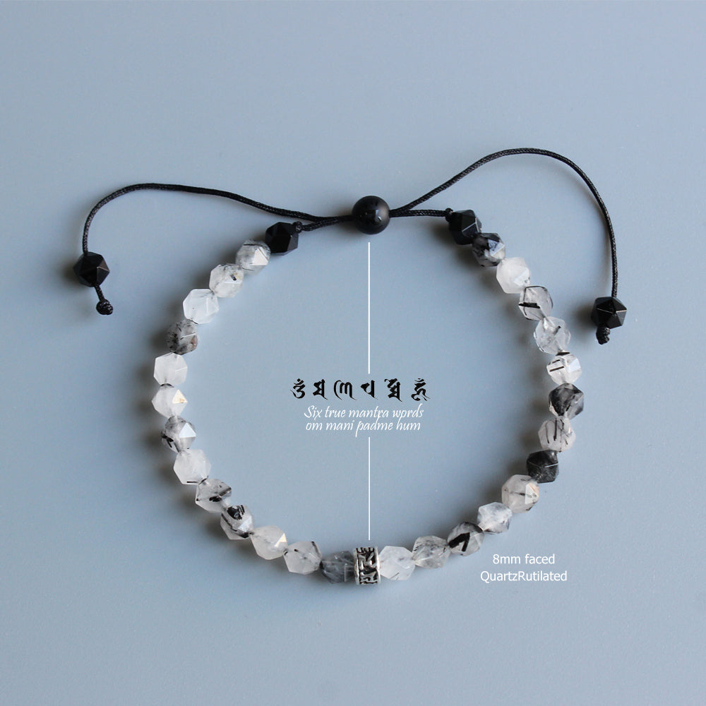 Chinese Ink Stone Om Mani Padme Hum Charm Bracelet