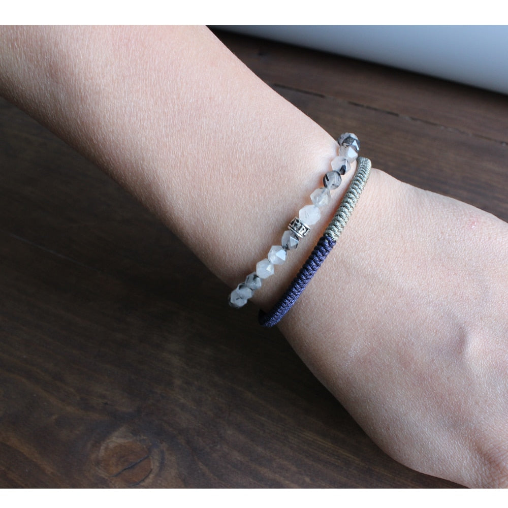 Chinese Ink Stone Om Mani Padme Hum Charm Bracelet