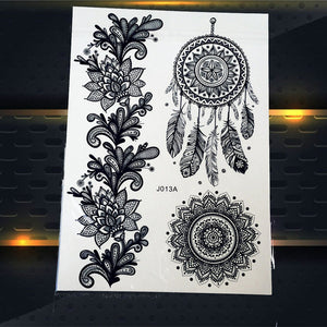 25 Style Hot Waterproof Black Henna Tattoo - Mandala Flower