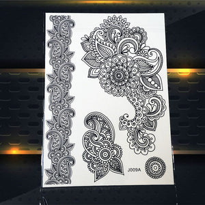 25 Style Hot Waterproof Black Henna Tattoo - Mandala Flower