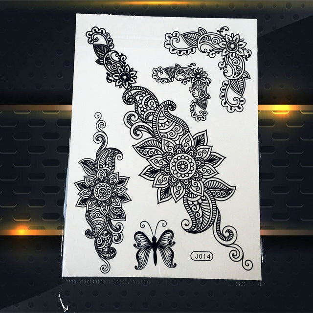 25 Style Hot Waterproof Black Henna Tattoo - Mandala Flower