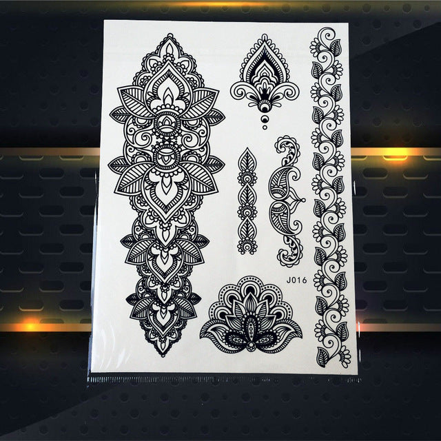 25 Style Hot Waterproof Black Henna Tattoo - Mandala Flower